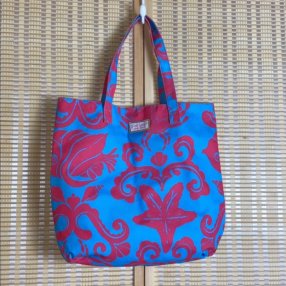 Lilly Pulitzer for Estée Lauder Pink Crab Tote Blue Beach Bag Carryall